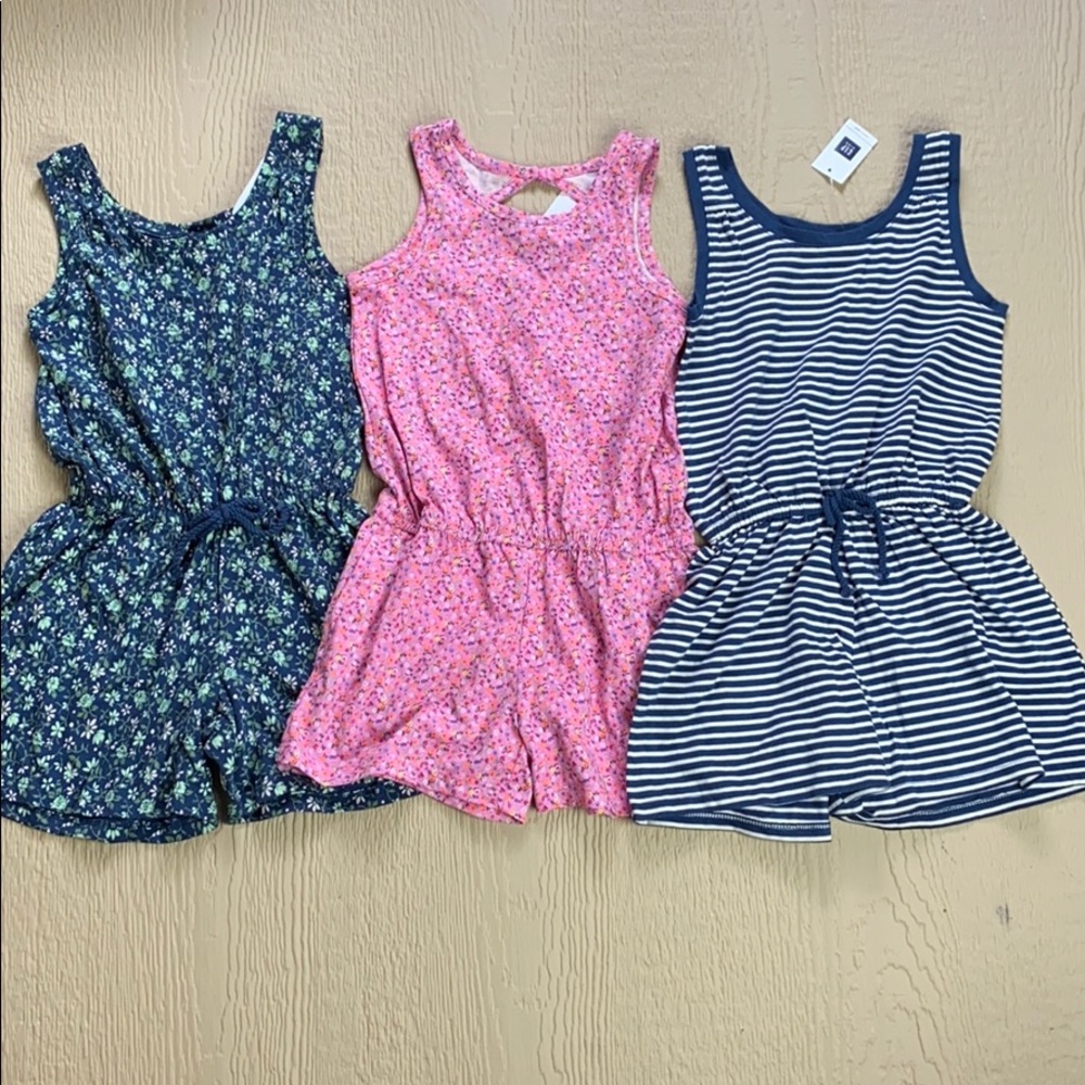 NWT Gap Kids Girls #16 Lot of 3 Rompers - Picture 1 of 4